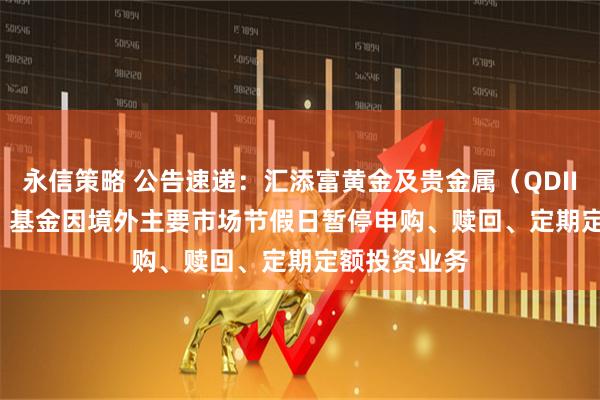 永信策略 公告速递：汇添富黄金及贵金属（QDII-LOF-FOF）基金因境外主要市场节假日暂停申购、赎回、定期定额投资业务