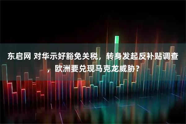 东启网 对华示好豁免关税，转身发起反补贴调查，欧洲要兑现马克龙威胁？